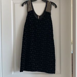 Free People Velvet Mini Dress w/ Beaded Back